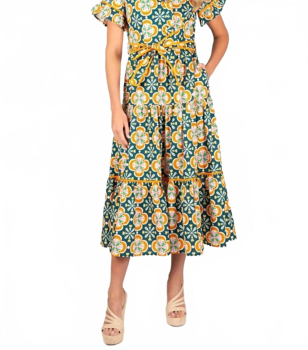 NEW SINCERELY OURS tide tile maxi dress in multi